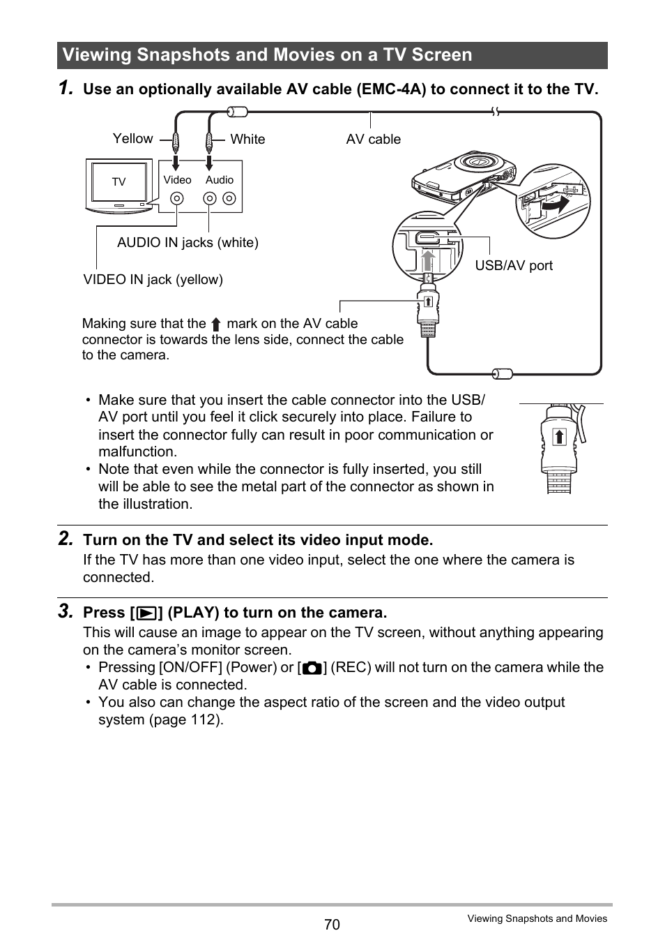 Viewing snapshots and movies on a tv screen | Casio EXILIM EX-Z35 User Manual | Page 70 / 143