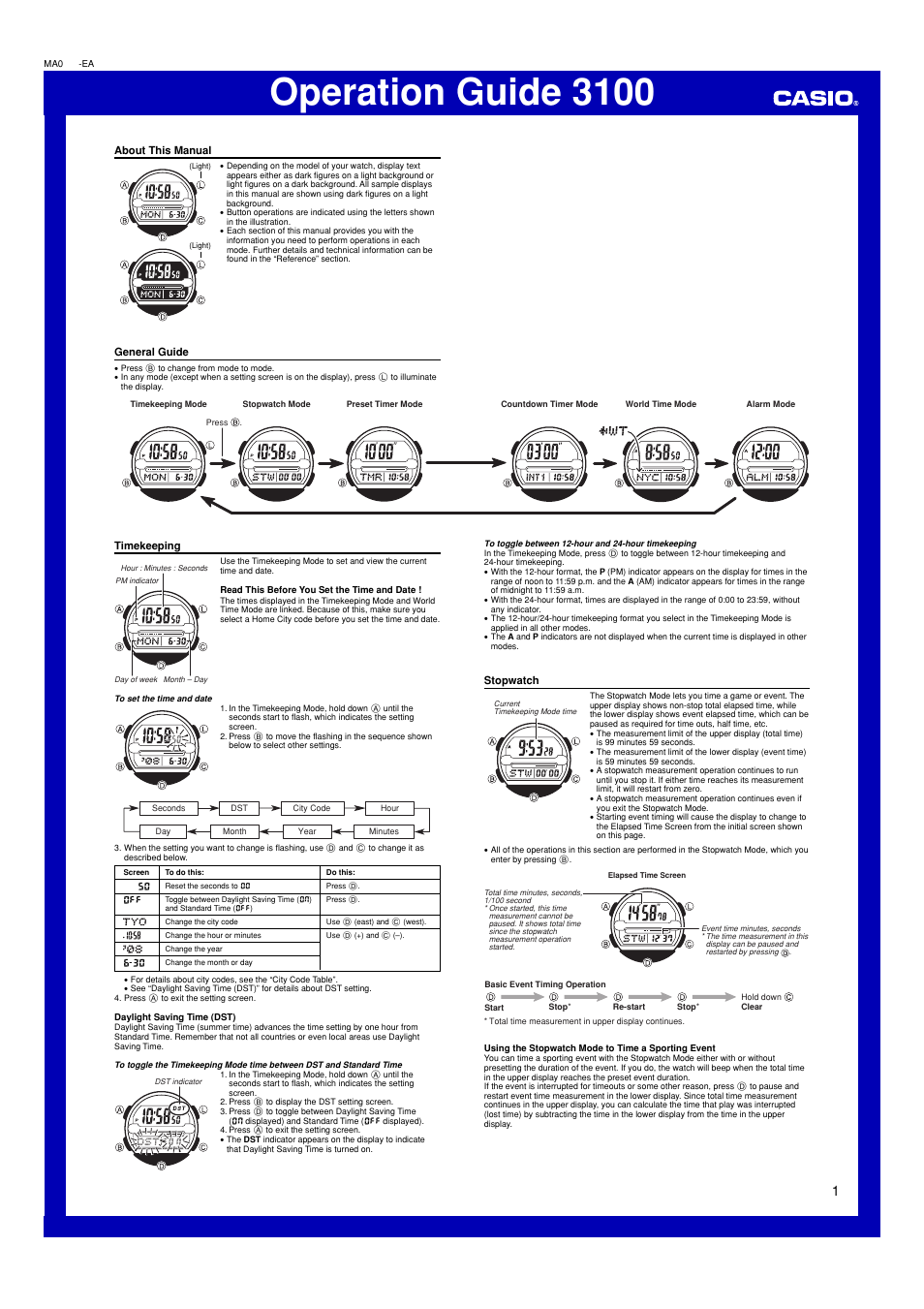 Casio 3100 User Manual | 3 pages