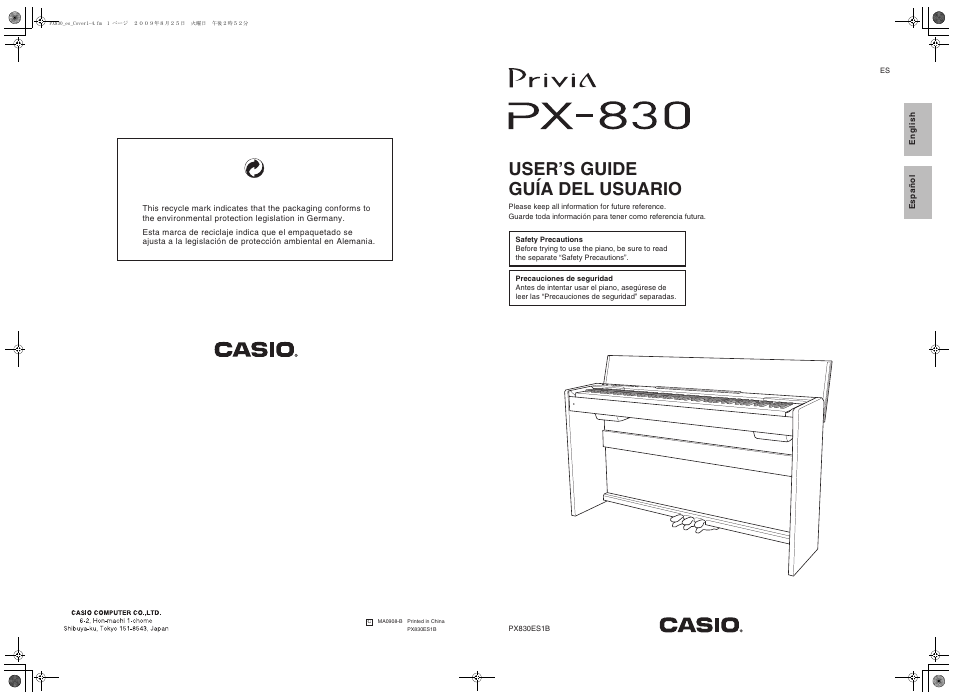 Casio PX830ES1B User Manual | 47 pages