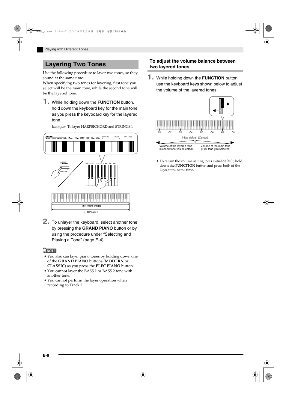 Layering two tones | Casio PX830ES1B User Manual | Page 8 / 47