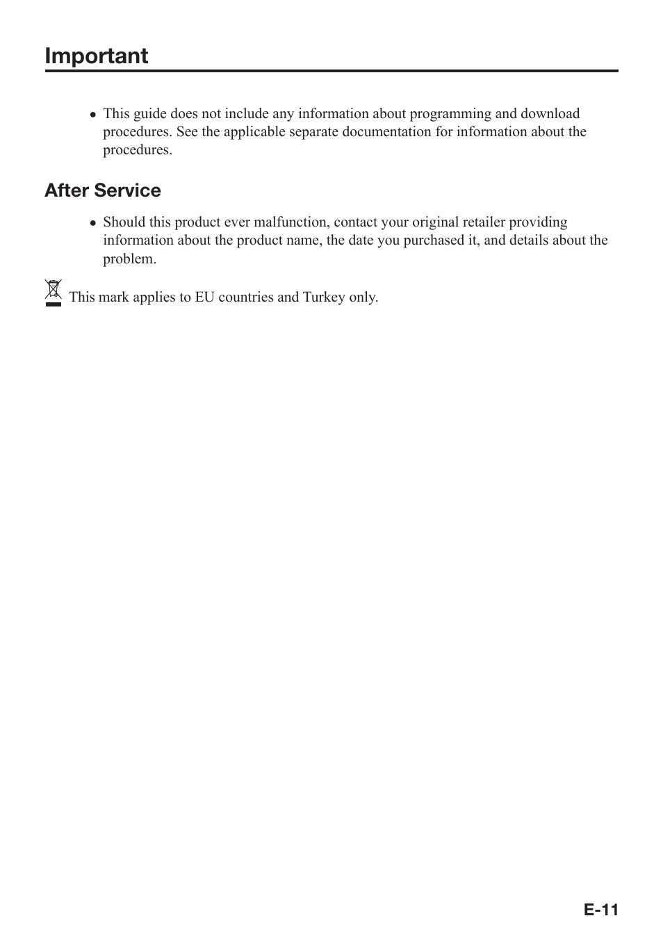 Important, After service | Casio IT-9000 User Manual | Page 13 / 86