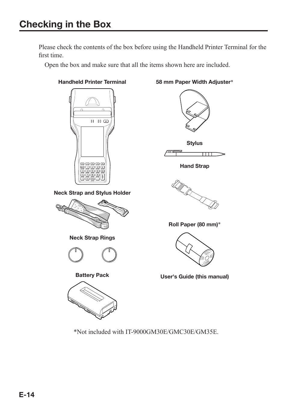 Checking in the box | Casio IT-9000 User Manual | Page 16 / 86