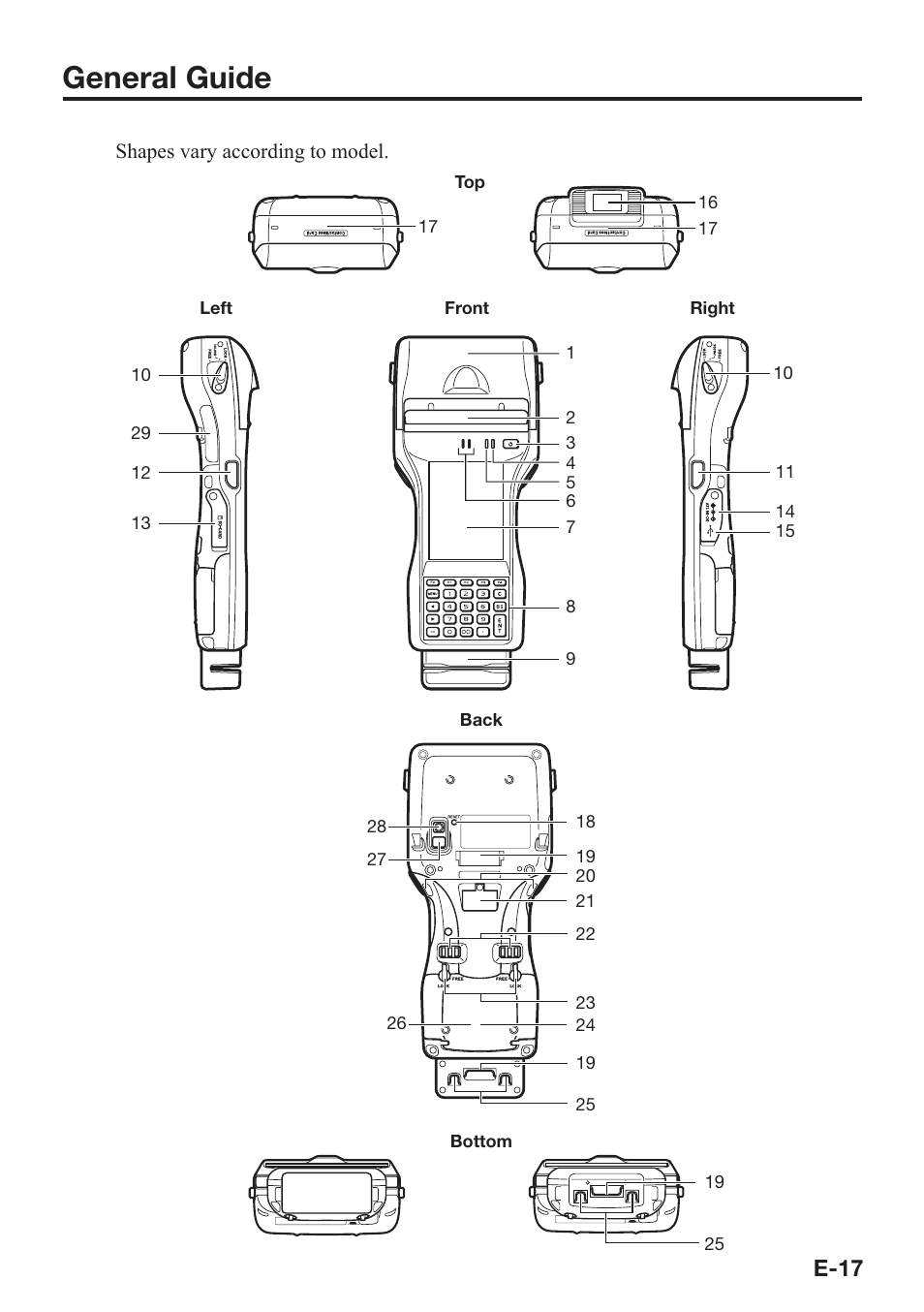 General guide, E-17 | Casio IT-9000 User Manual | Page 19 / 86