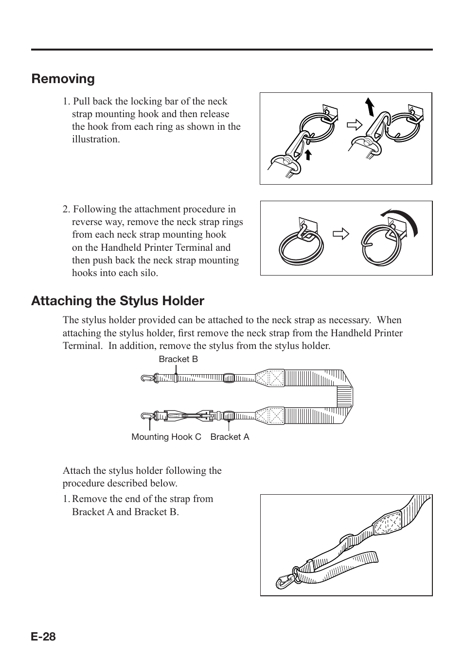Removing, Attaching the stylus holder | Casio IT-9000 User Manual | Page 30 / 86