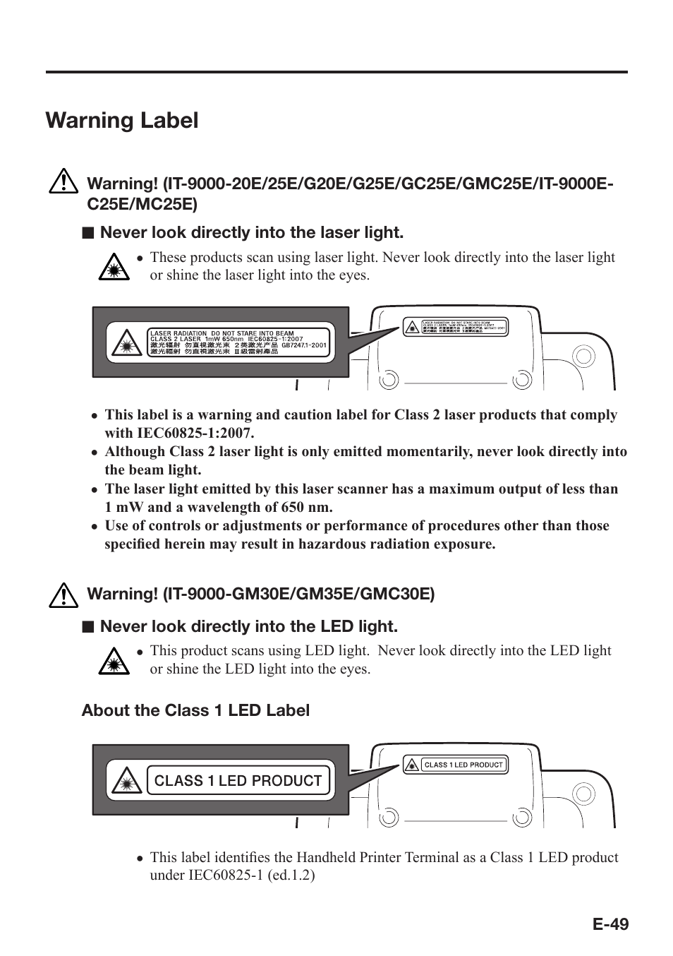 Warning label | Casio IT-9000 User Manual | Page 51 / 86