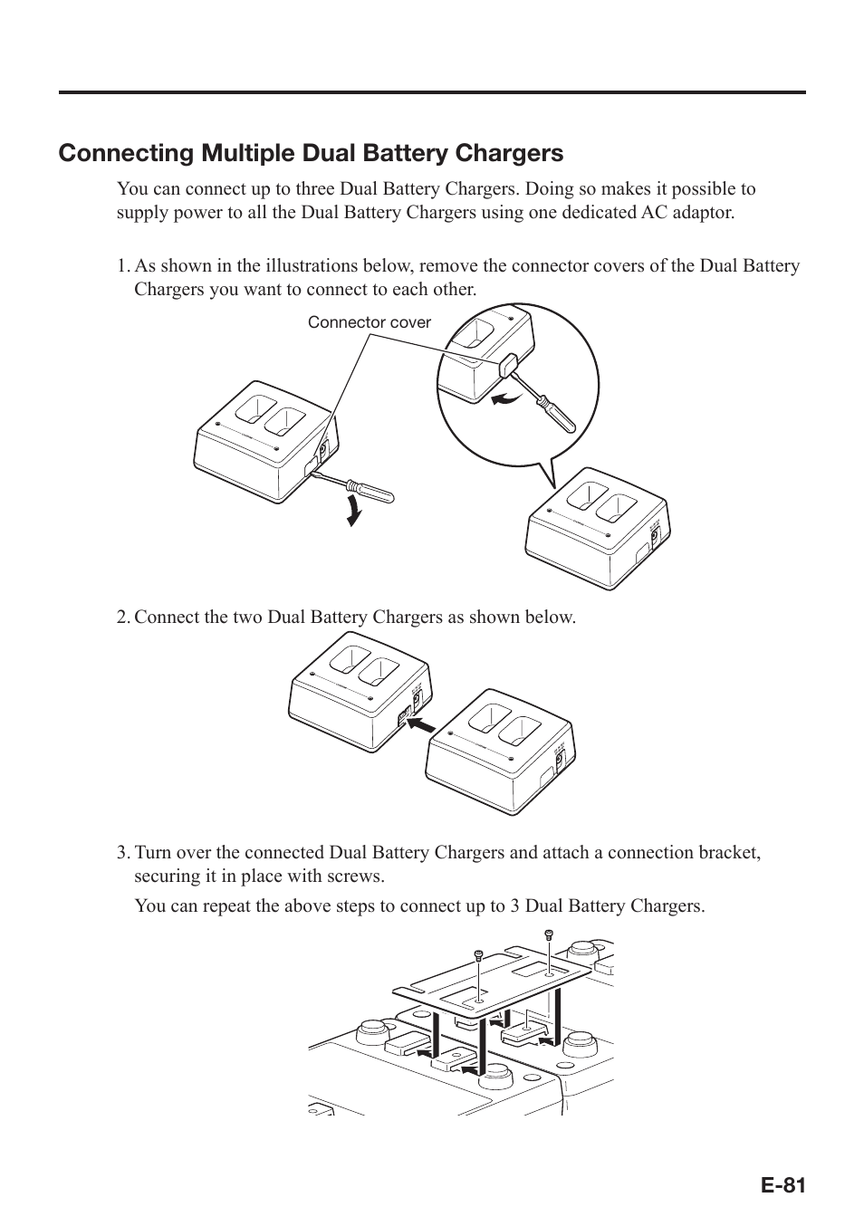 Connecting multiple dual battery chargers | Casio IT-9000 User Manual | Page 83 / 86