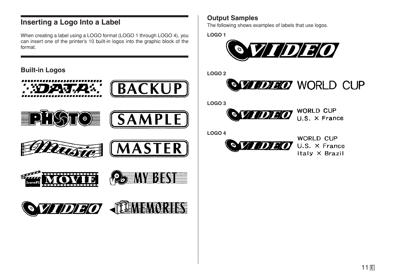 Inserting a logo into a label | Casio CW-L300 User Manual | Page 13 / 78