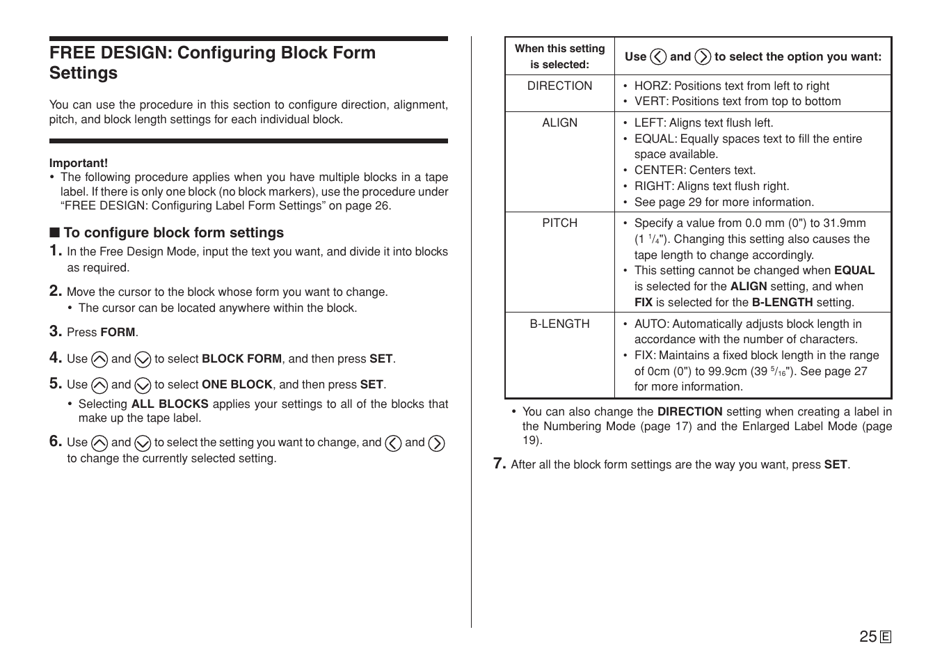 Free design: configuring block form settings | Casio CW-L300 User Manual | Page 27 / 78
