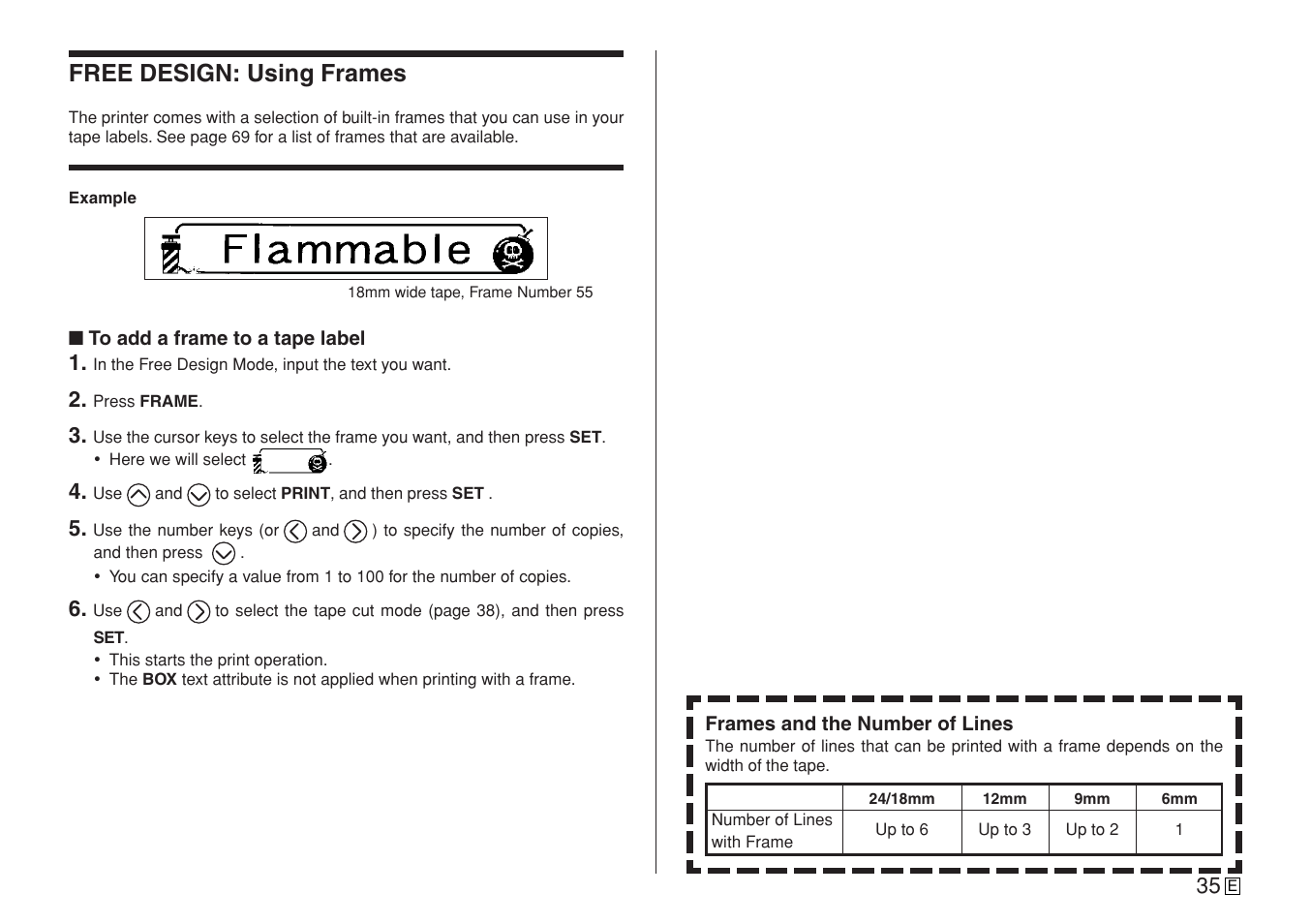 Free design: using frames | Casio CW-L300 User Manual | Page 37 / 78