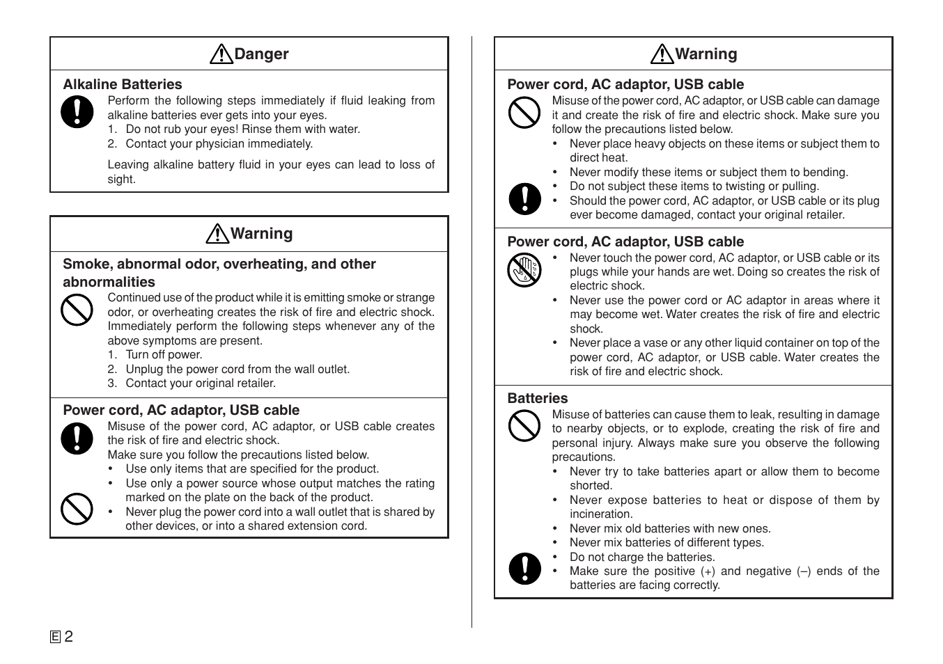 2danger, Warning | Casio CW-L300 User Manual | Page 4 / 78