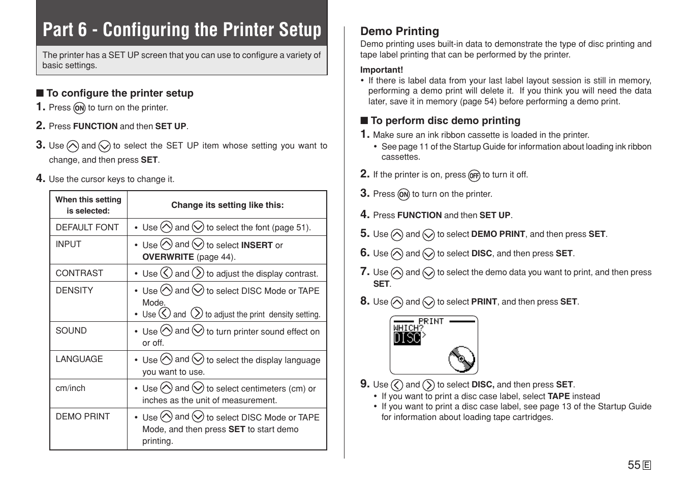 Part 6 - configuring the printer setup | Casio CW-L300 User Manual | Page 57 / 78