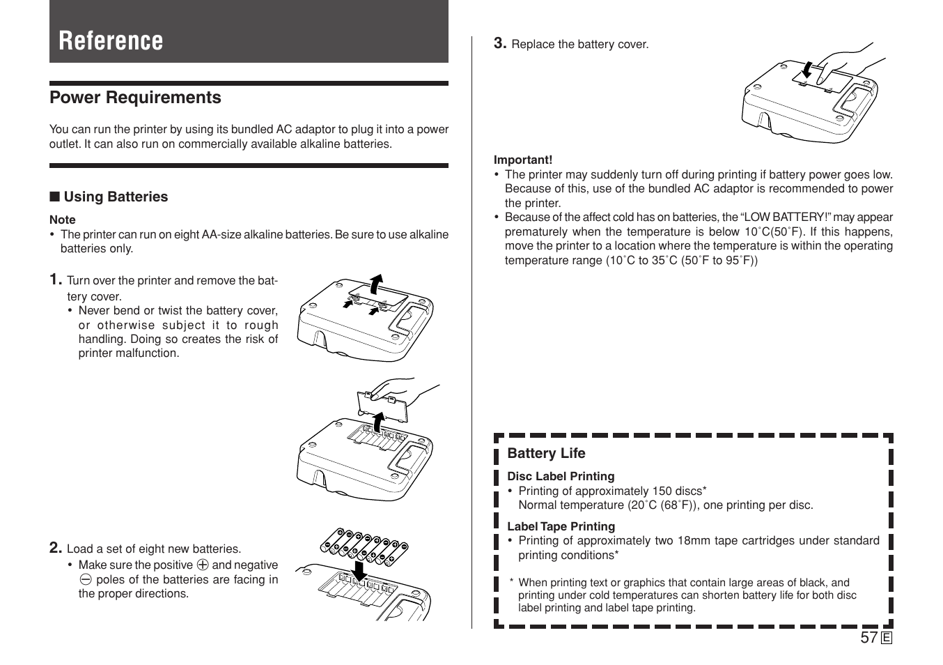 Reference, Power requirements | Casio CW-L300 User Manual | Page 59 / 78