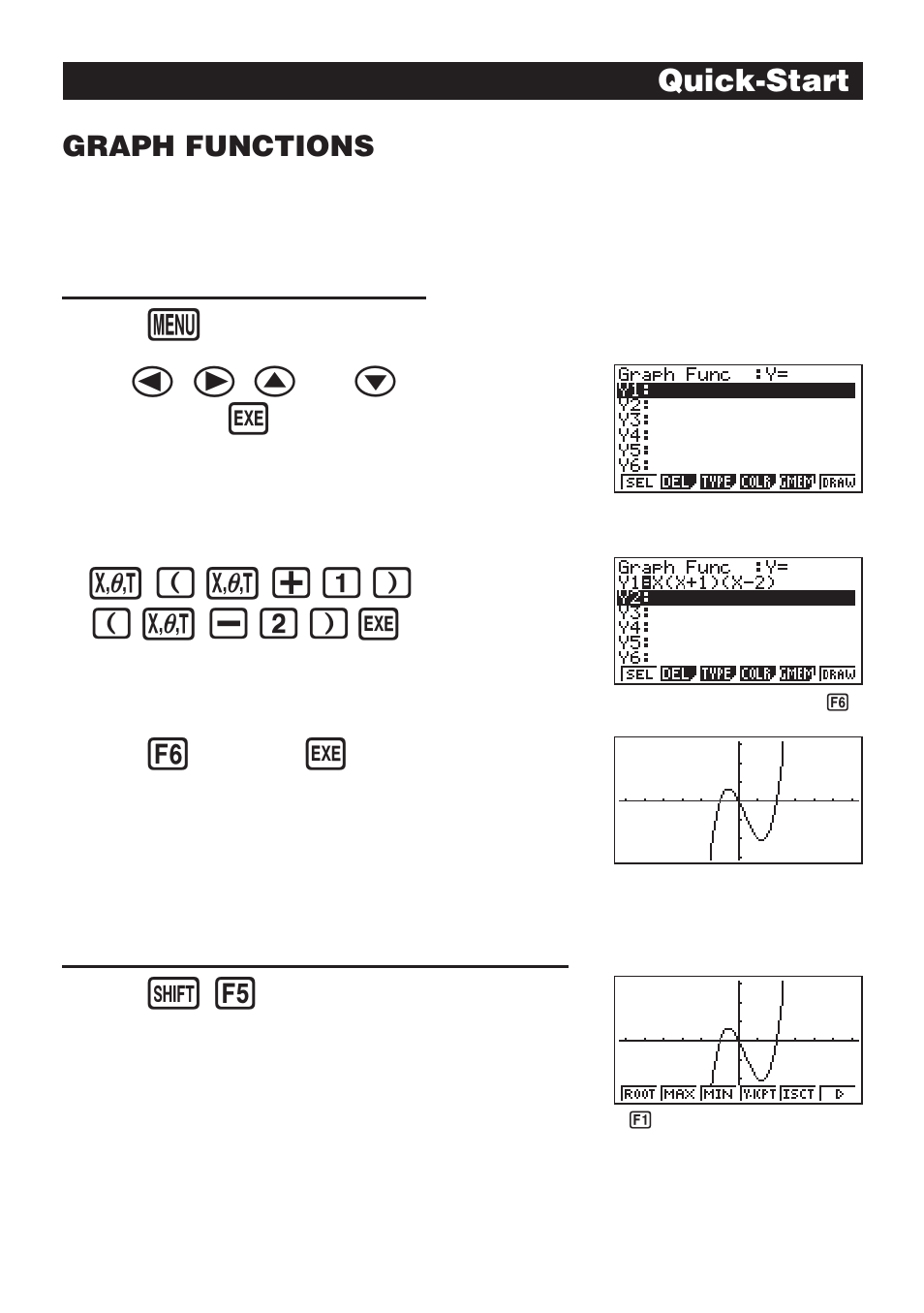 V (v+b) (v -c)w, Quick-start, Graph functions | Casio CFX-9970G User Manual | Page 14 / 39