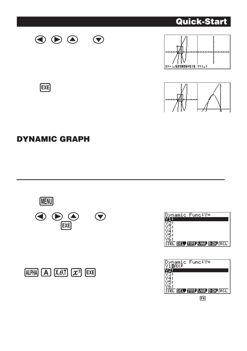 Aavxw, Quick-start, Dynamic graph | Casio CFX-9970G User Manual | Page 17 / 39
