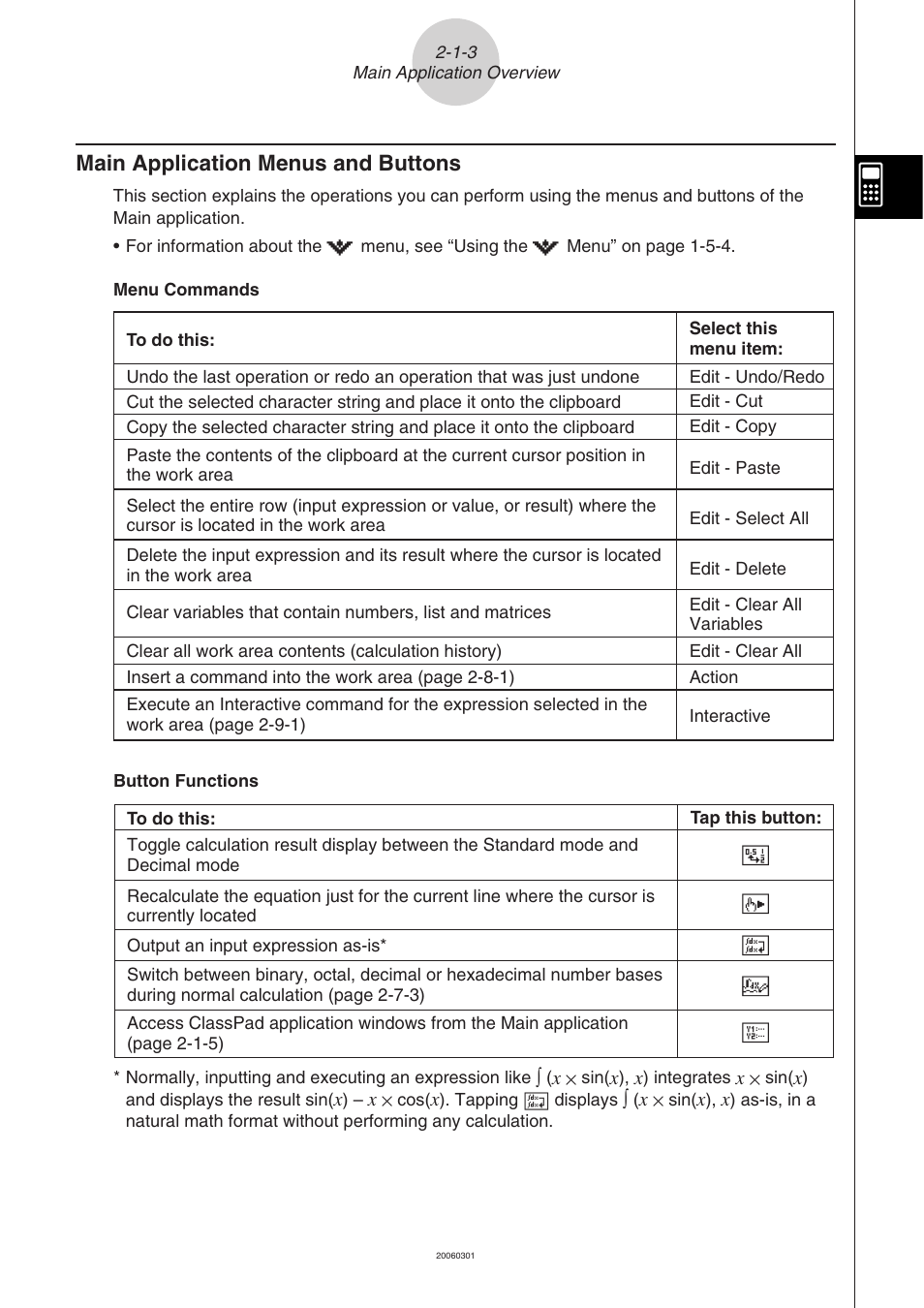 Main application menus and buttons -1-3, Main application menus and buttons | Casio CLASSPAD 330 3.04 User Manual | Page 112 / 954