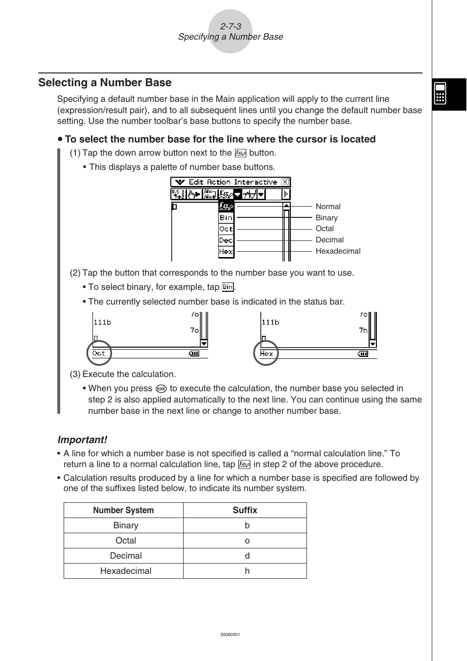 Selecting a number base -7-3, Selecting a number base | Casio CLASSPAD 330 3.04 User Manual | Page 158 / 954