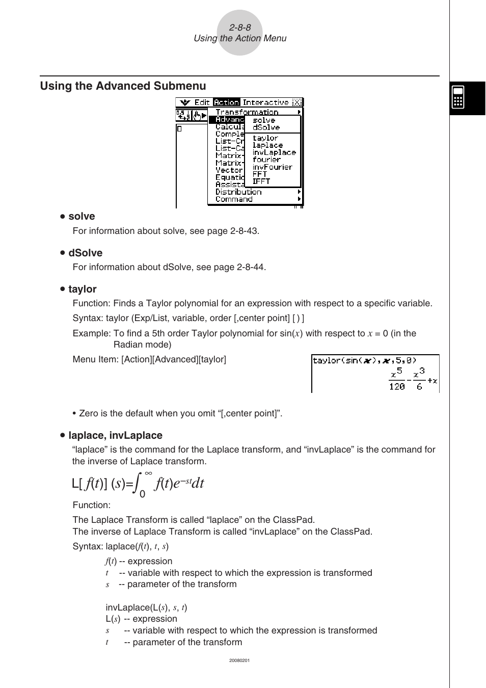 Using the advanced submenu -8-8 | Casio CLASSPAD 330 3.04 User Manual | Page 168 / 954