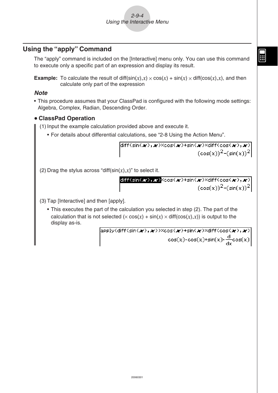 Using the “apply” command -9-4 | Casio CLASSPAD 330 3.04 User Manual | Page 221 / 954