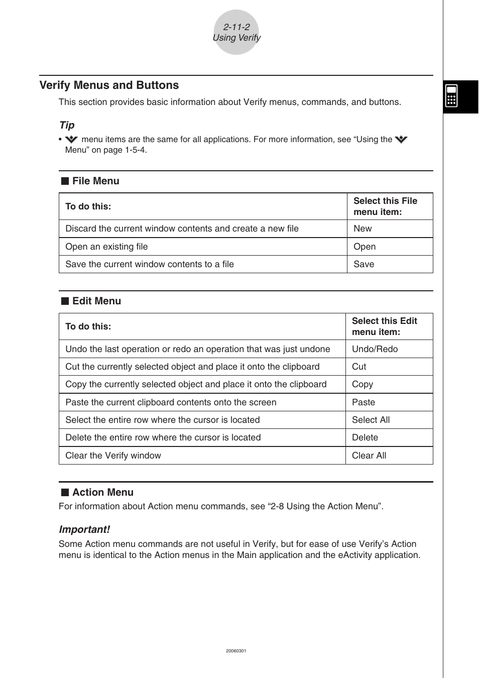 Verify menus and buttons -11-2, Verify menus and buttons | Casio CLASSPAD 330 3.04 User Manual | Page 234 / 954