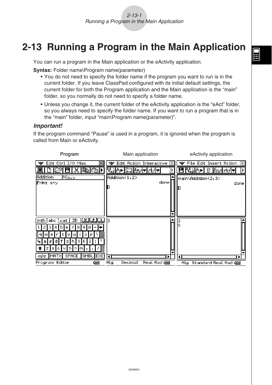 13 running a program in the main application, 13 running a program in the main application -13-1 | Casio CLASSPAD 330 3.04 User Manual | Page 243 / 954