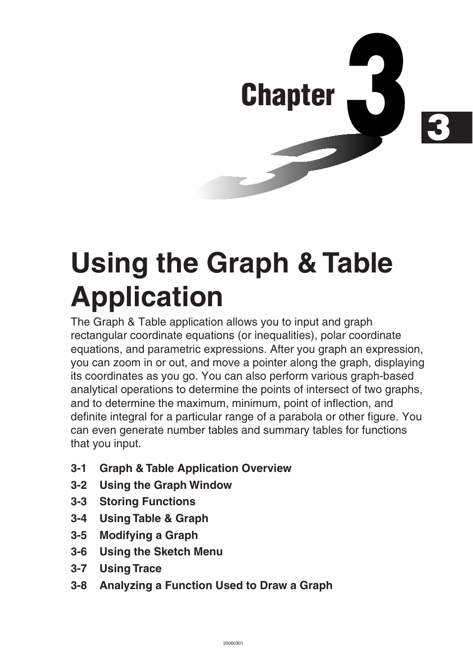 Chapter 3 using the graph & table application, Chapter, Using the graph & table application | Casio CLASSPAD 330 3.04 User Manual | Page 245 / 954