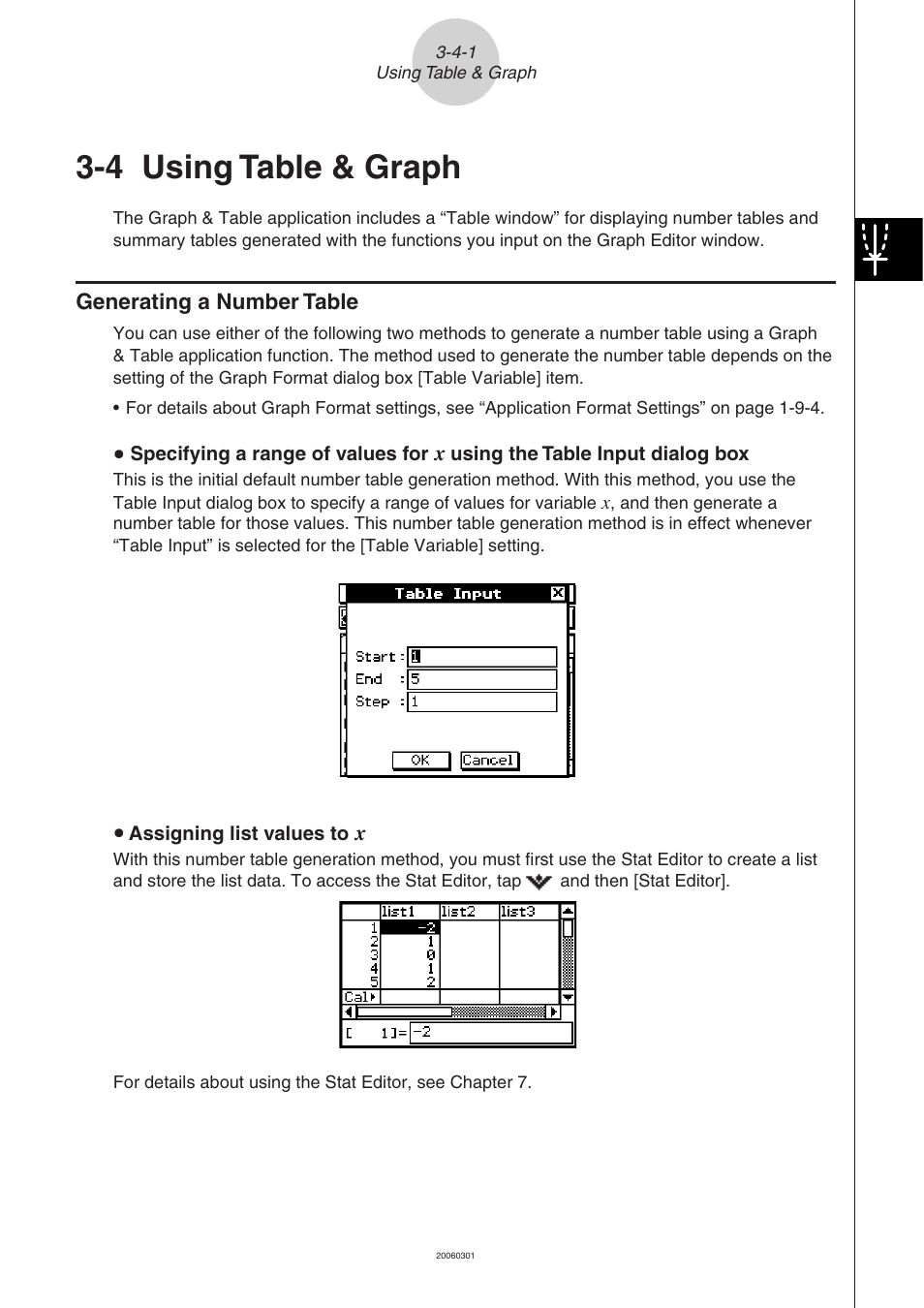 4 using table & graph, Using table & graph -4-1, Generating a number table -4-1 | Casio CLASSPAD 330 3.04 User Manual | Page 282 / 954