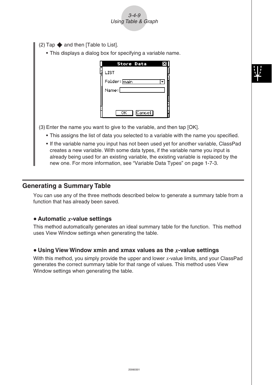 Generating a summary table -4-9, Generating a summary table | Casio CLASSPAD 330 3.04 User Manual | Page 290 / 954