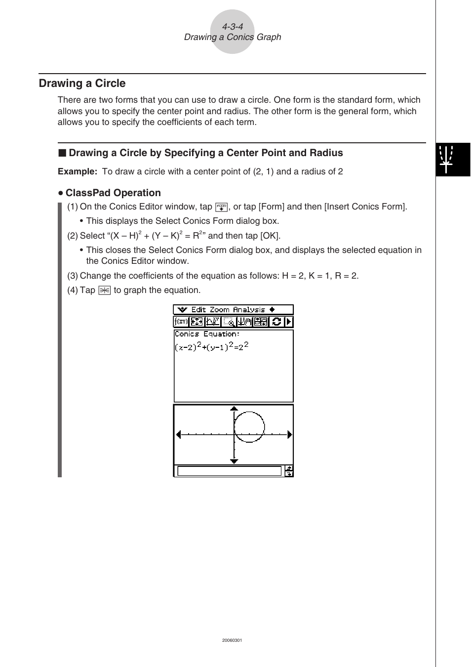 Drawing a circle -3-4, Drawing a circle | Casio CLASSPAD 330 3.04 User Manual | Page 333 / 954