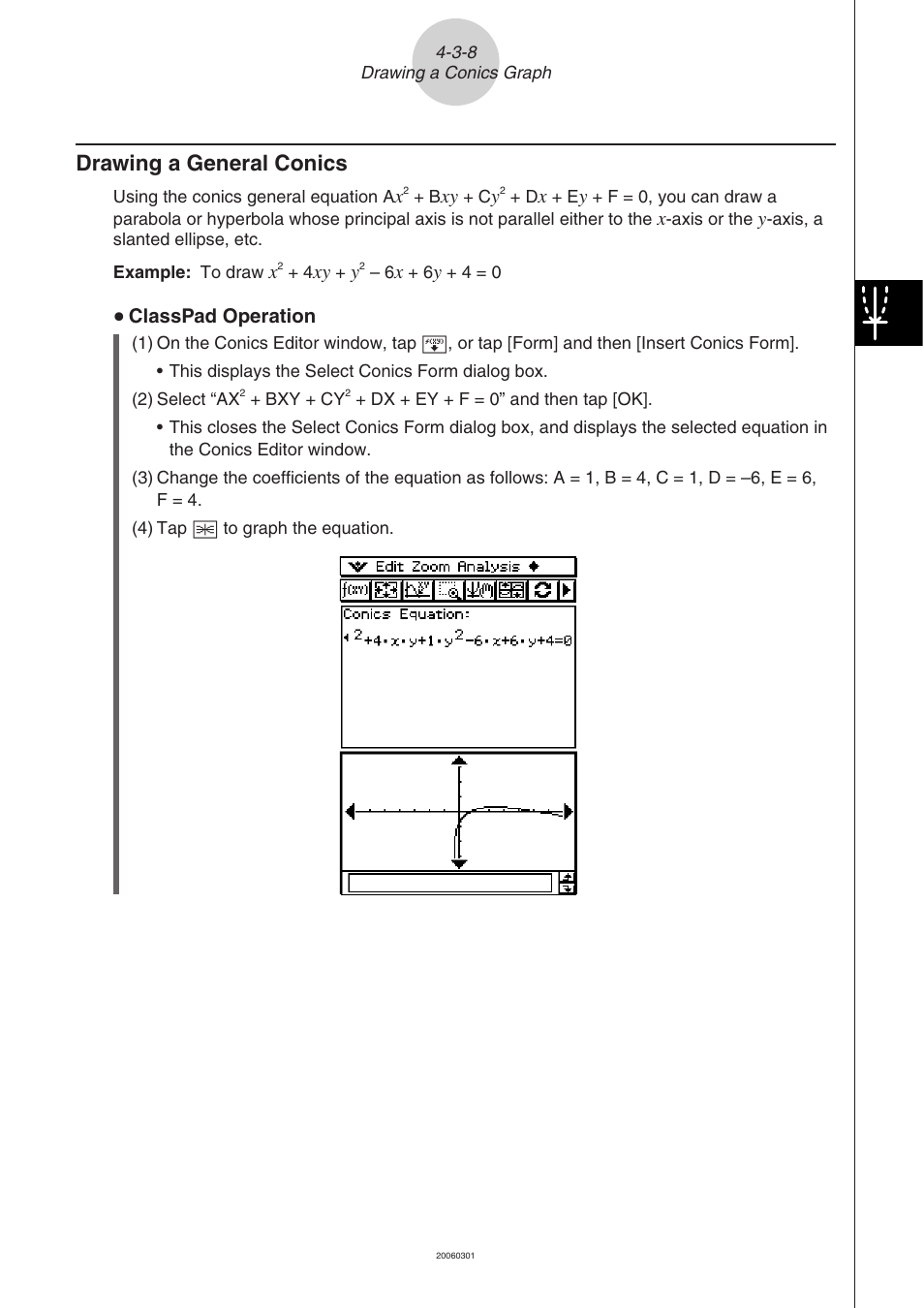 Drawing a general conics -3-8, Drawing a general conics | Casio CLASSPAD 330 3.04 User Manual | Page 337 / 954