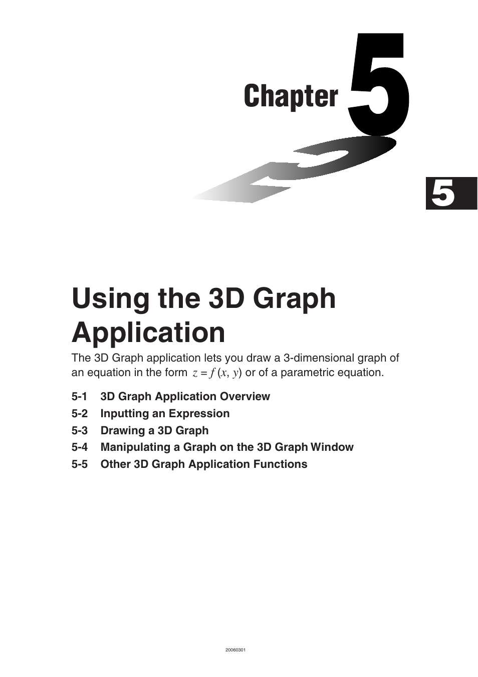 Chapter 5 using the 3d graph application, Chapter, Using the 3d graph application | Casio CLASSPAD 330 3.04 User Manual | Page 344 / 954