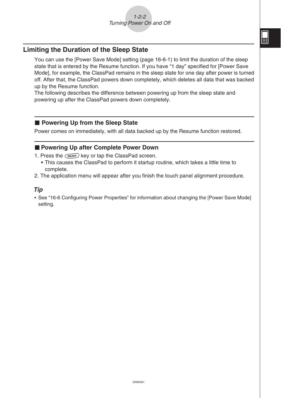 Limiting the duration of the sleep state -2-2, Limiting the duration of the sleep state | Casio CLASSPAD 330 3.04 User Manual | Page 35 / 954