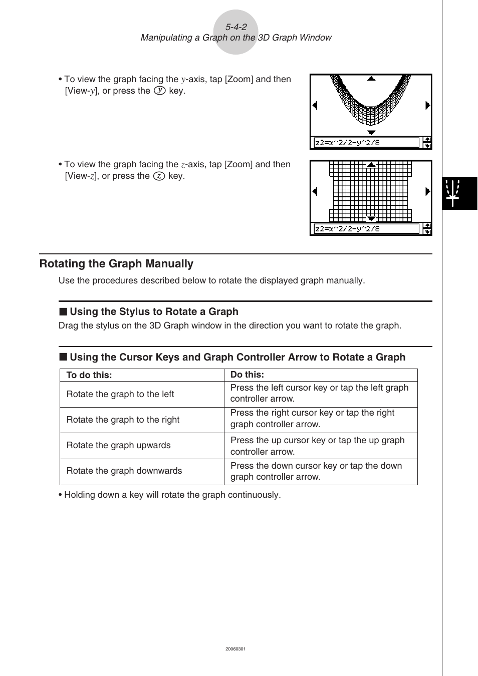 Rotating the graph manually -4-2, Rotating the graph manually | Casio CLASSPAD 330 3.04 User Manual | Page 357 / 954
