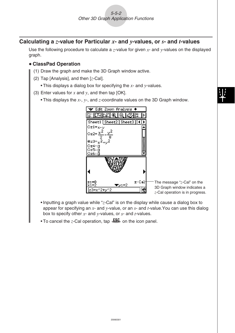 Calculating a, Value for particular, Values, or | Values -5-2 | Casio CLASSPAD 330 3.04 User Manual | Page 360 / 954