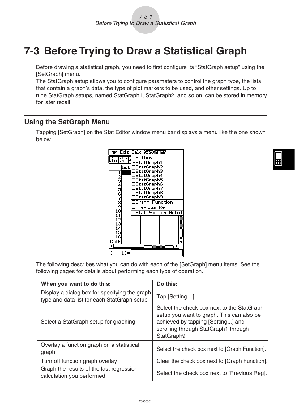 3 before trying to draw a statistical graph, 3 before trying to draw a statistical graph -3-1, Using the setgraph menu -3-1 | Casio CLASSPAD 330 3.04 User Manual | Page 392 / 954