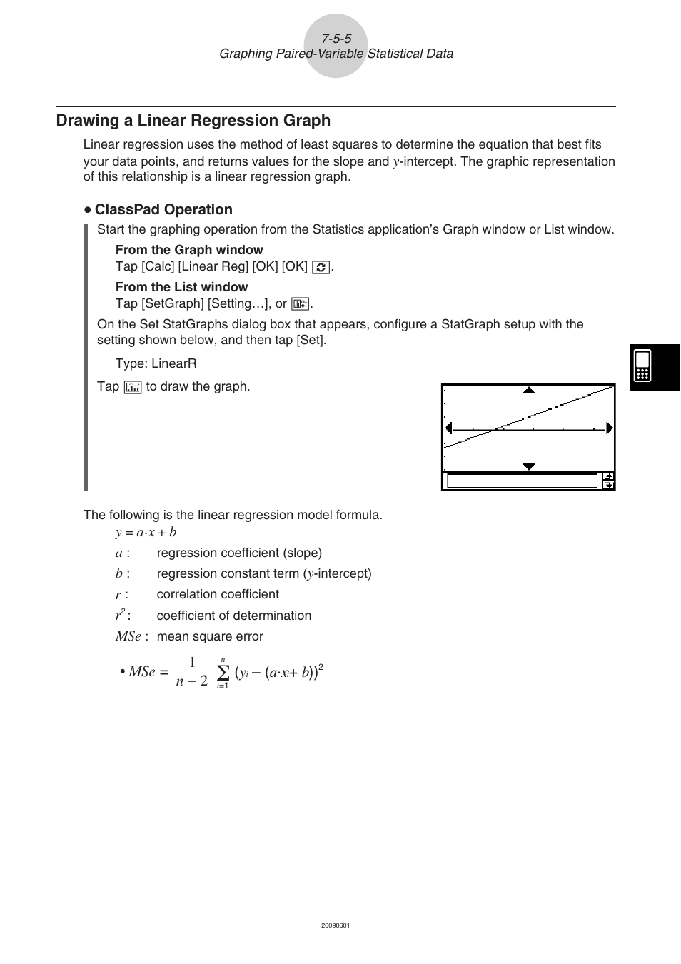 Drawing a linear regression graph -5-5, Drawing a linear regression graph | Casio CLASSPAD 330 3.04 User Manual | Page 404 / 954