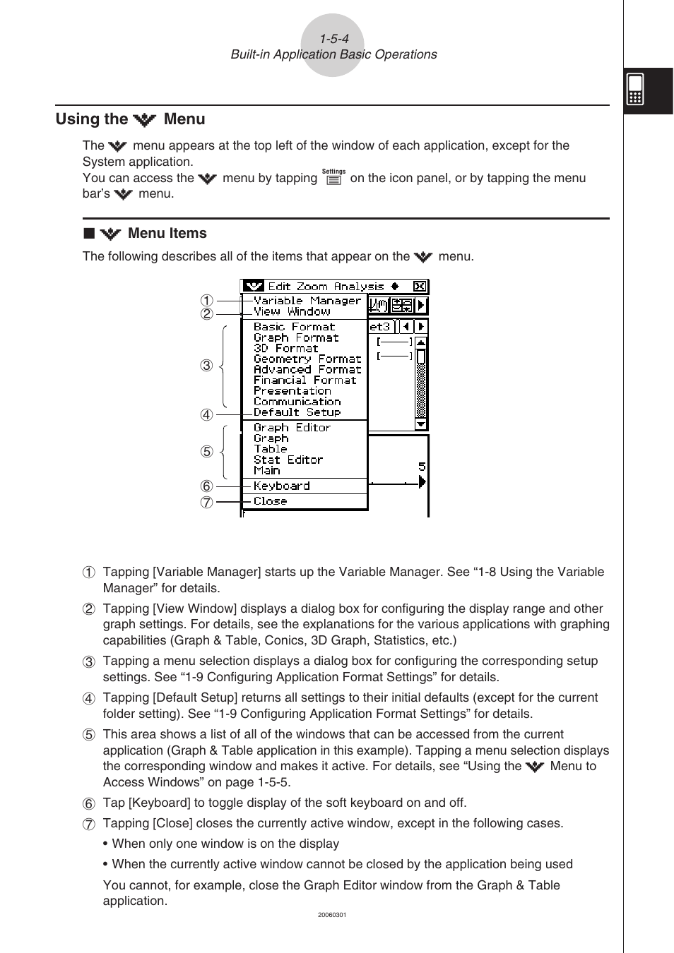 Using the, Menu -5-4, Using the menu | Casio CLASSPAD 330 3.04 User Manual | Page 44 / 954