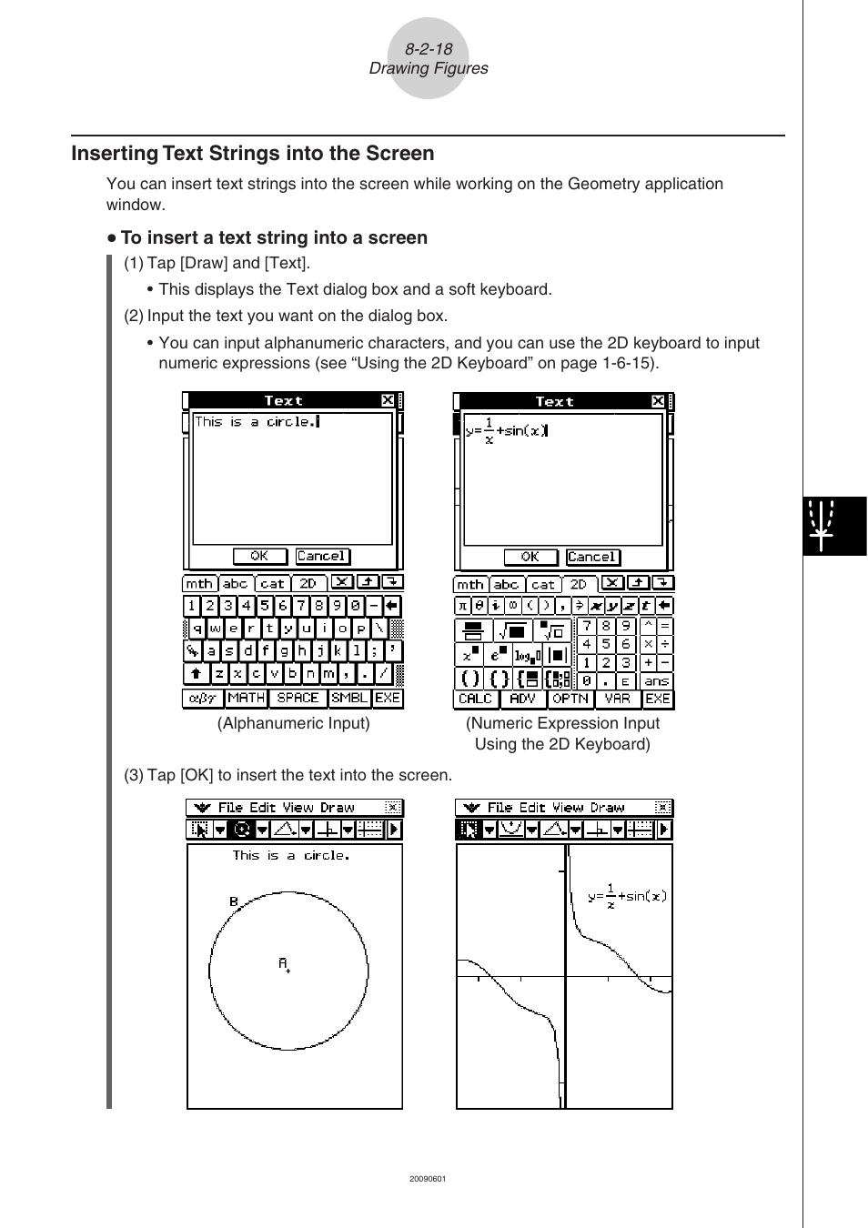 Inserting text strings into the screen -2-18, Inserting text strings into the screen | Casio CLASSPAD 330 3.04 User Manual | Page 504 / 954