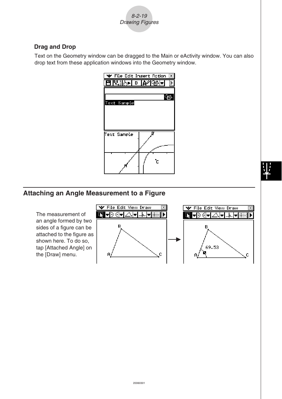 Attaching an angle measurement to a figure -2-19, Attaching an angle measurement to a figure | Casio CLASSPAD 330 3.04 User Manual | Page 505 / 954