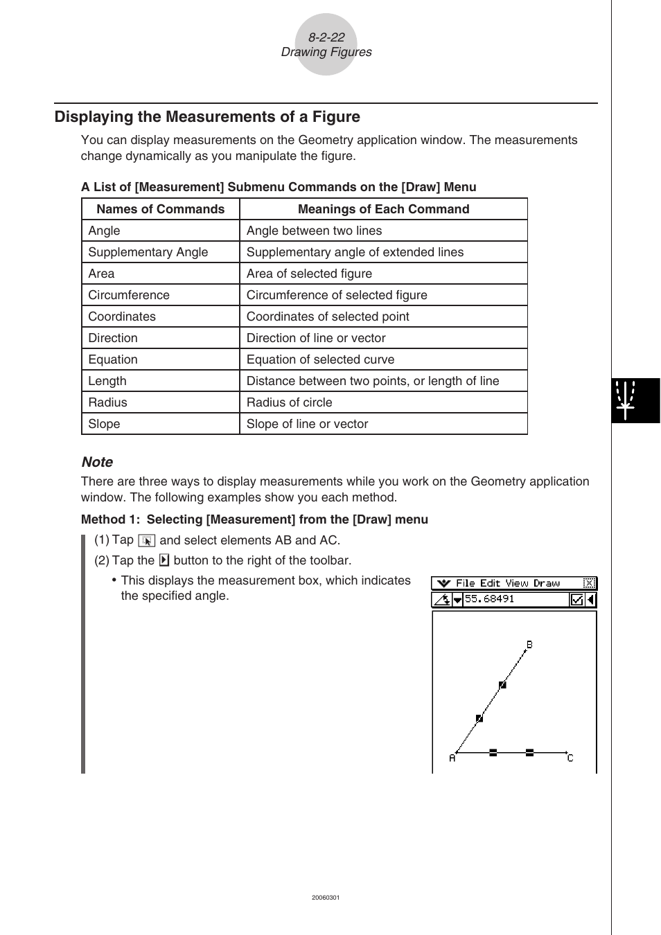 Displaying the measurements of a figure -2-22, Displaying the measurements of a figure | Casio CLASSPAD 330 3.04 User Manual | Page 508 / 954