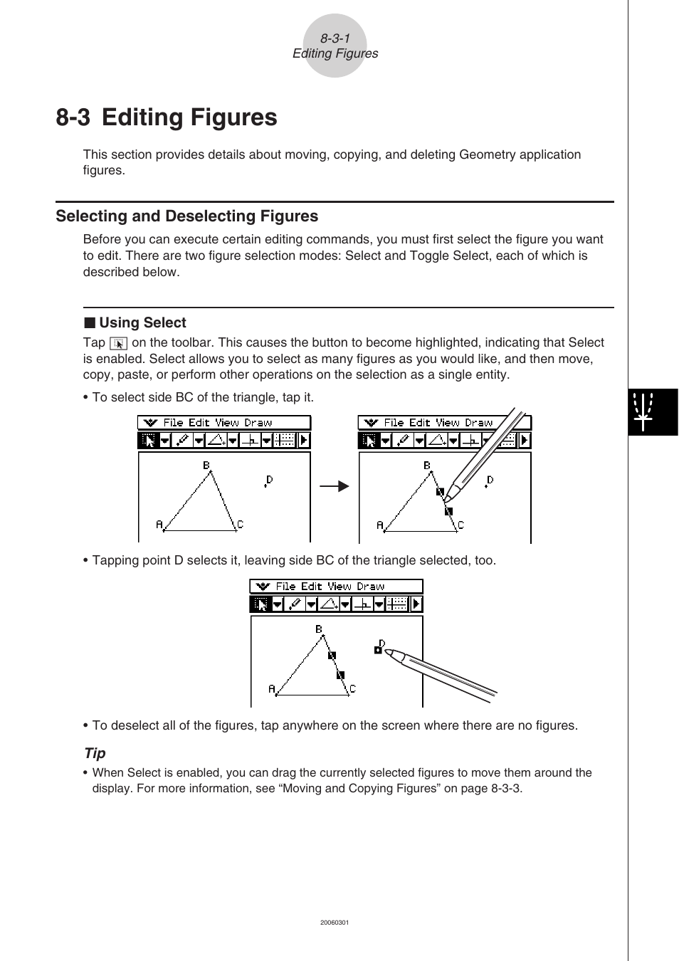 3 editing figures, Editing, Figures -3-1 | Selecting and deselecting figures -3-1, 3 editing, Figures | Casio CLASSPAD 330 3.04 User Manual | Page 531 / 954