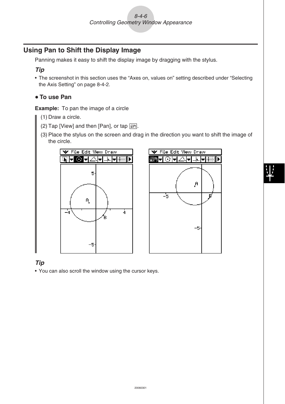 Using pan to shift the display image -4-6, Using pan to shift the display image | Casio CLASSPAD 330 3.04 User Manual | Page 548 / 954