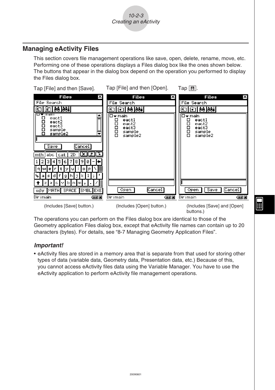 Managing eactivity files -2-3, Managing eactivity files | Casio CLASSPAD 330 3.04 User Manual | Page 581 / 954