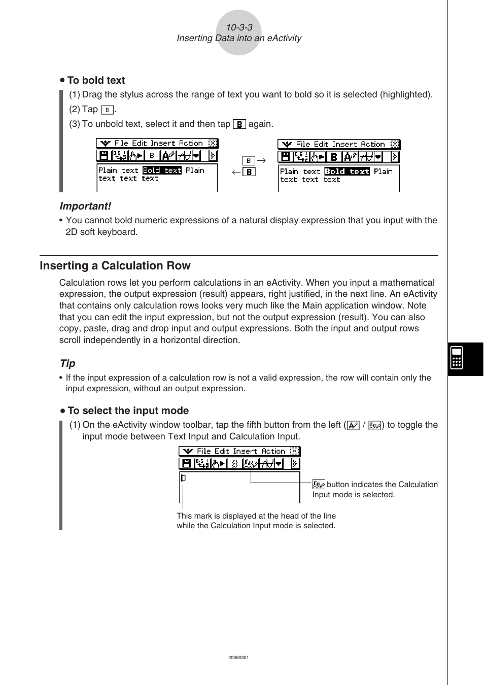 Inserting a calculation row -3-3, Inserting a calculation row | Casio CLASSPAD 330 3.04 User Manual | Page 584 / 954