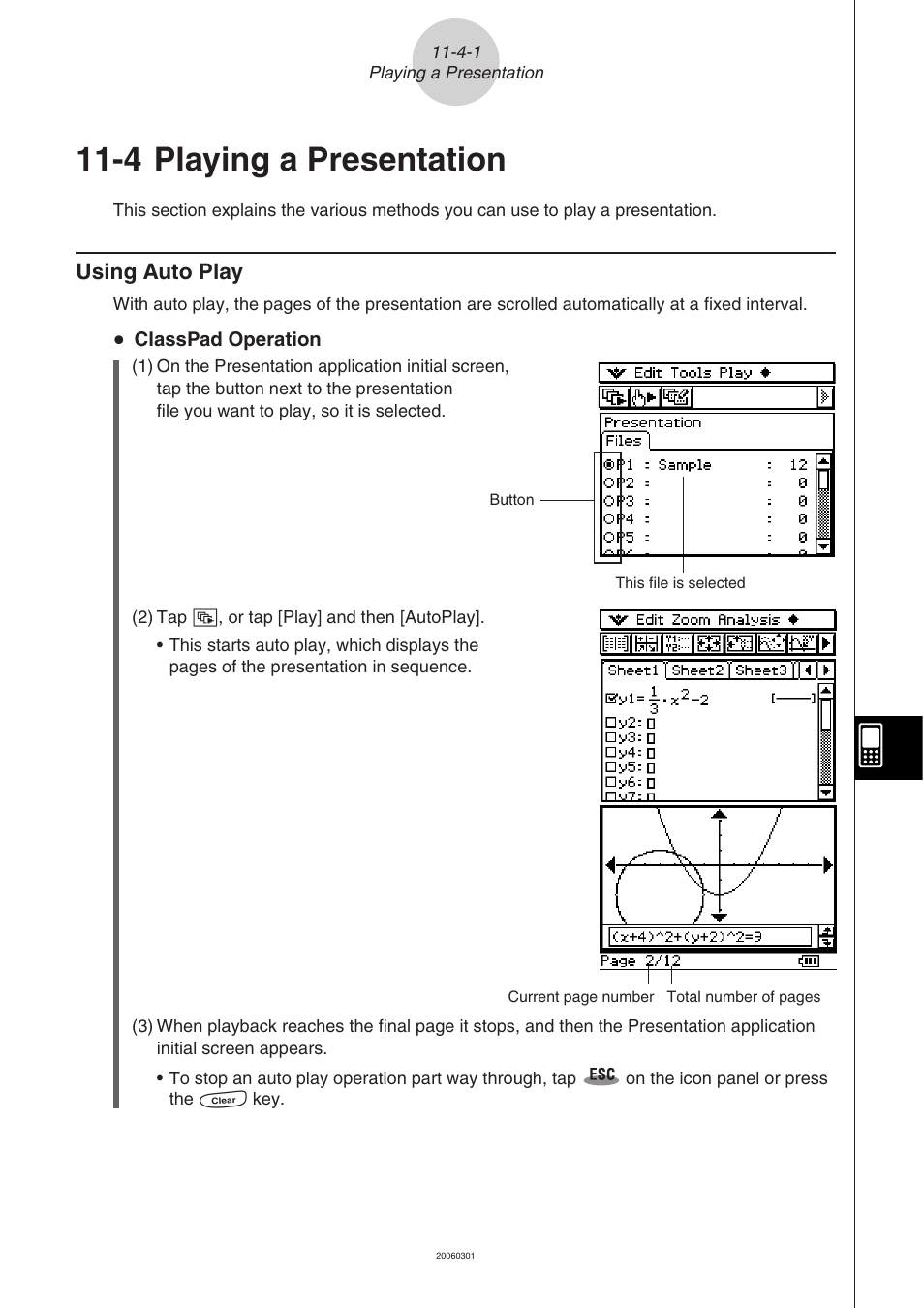 4 playing a presentation, 4 playing a presentation -4-1, Using auto play -4-1 | Using auto play | Casio CLASSPAD 330 3.04 User Manual | Page 616 / 954