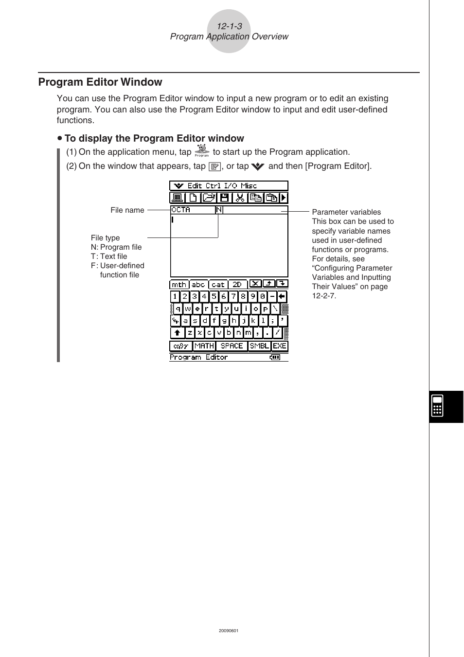 Program editor window -1-3, Program editor window | Casio CLASSPAD 330 3.04 User Manual | Page 632 / 954