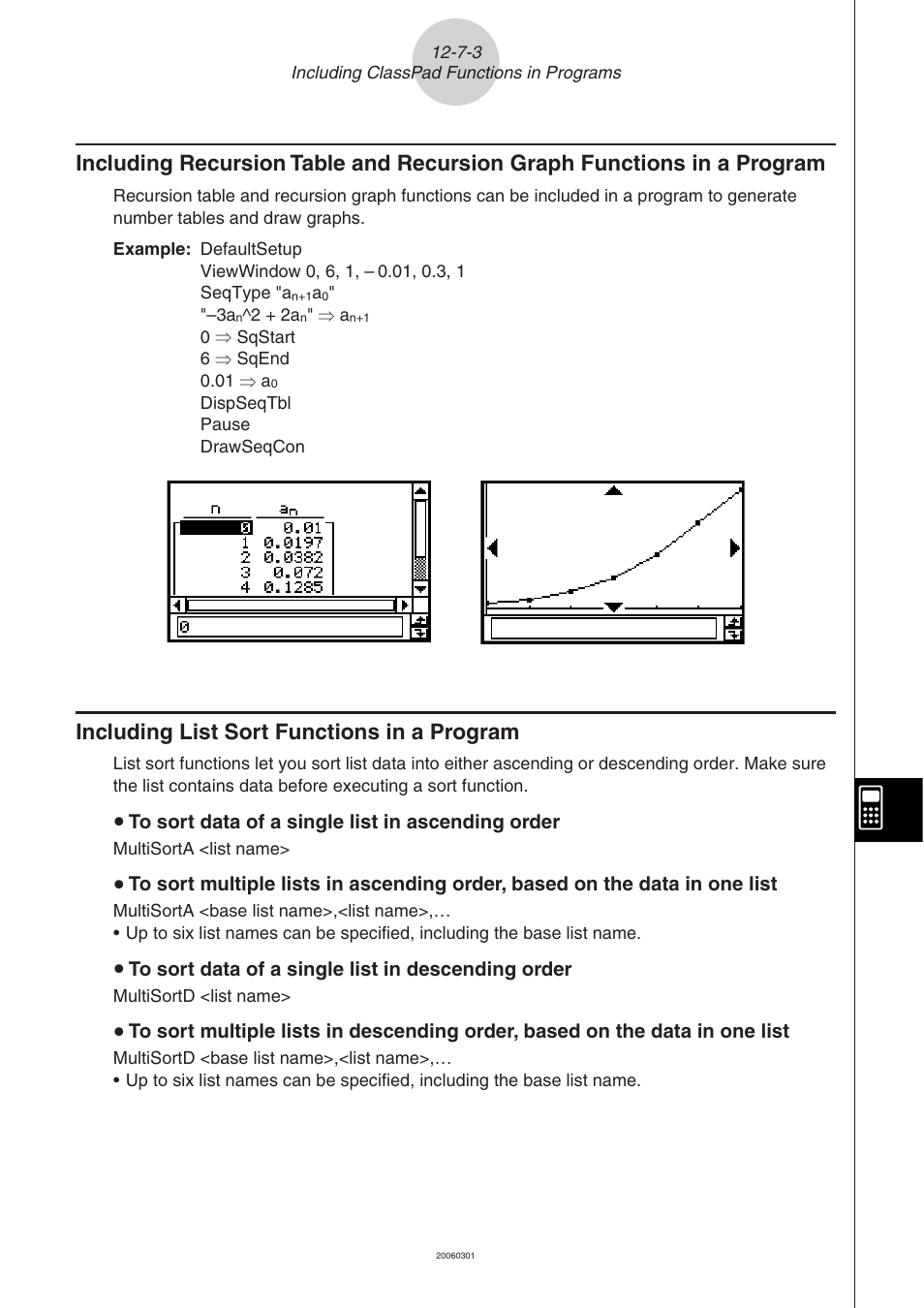 Including list sort functions in a program | Casio CLASSPAD 330 3.04 User Manual | Page 705 / 954