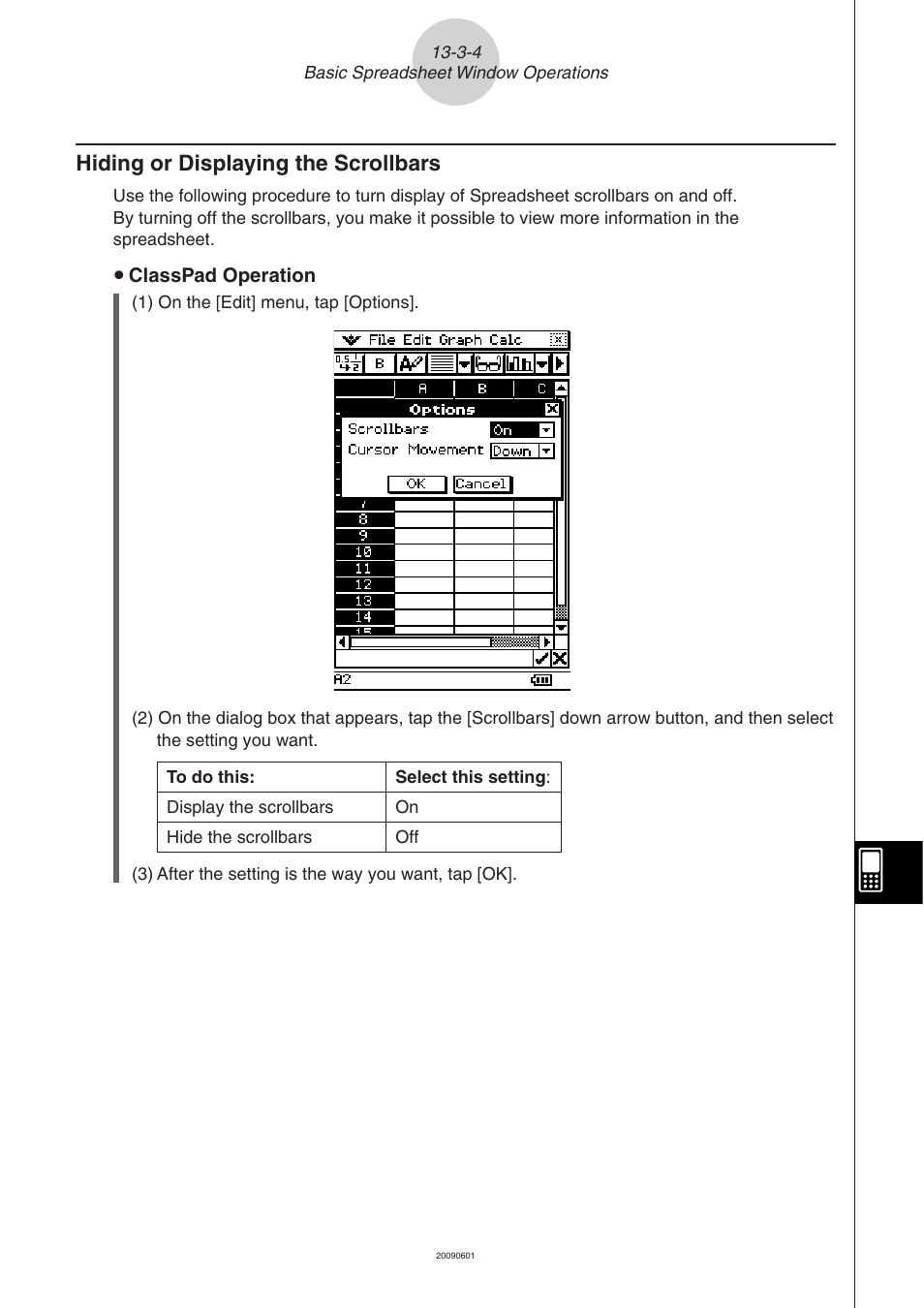 Hiding or displaying the scrollbars -3-4, Hiding or displaying the scrollbars | Casio CLASSPAD 330 3.04 User Manual | Page 716 / 954