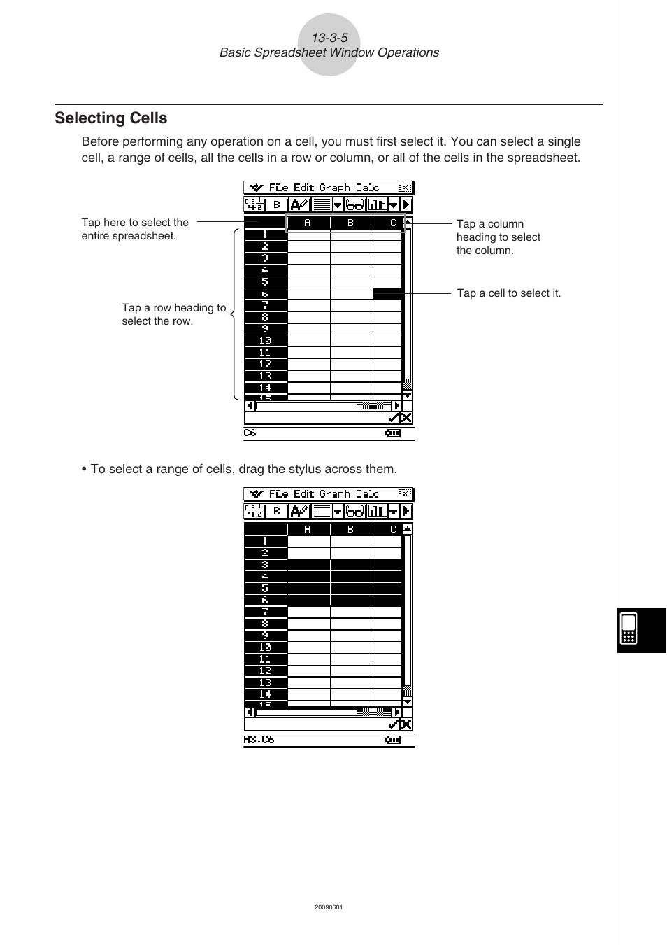 Selecting cells -3-5, Selecting cells | Casio CLASSPAD 330 3.04 User Manual | Page 717 / 954