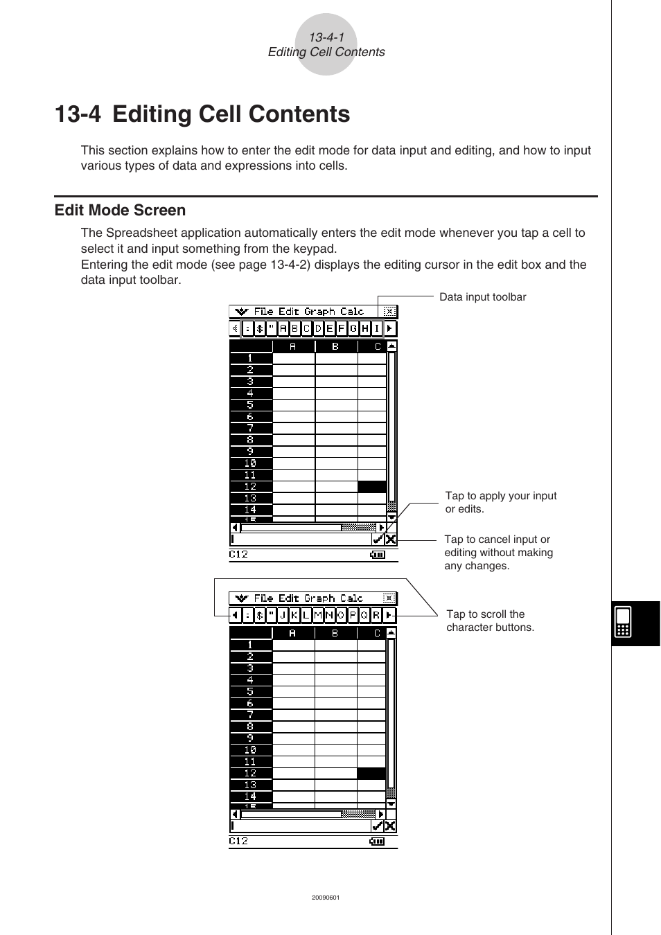 4 editing cell contents, 4 editing cell contents -4-1, Edit mode screen -4-1 | Edit mode screen | Casio CLASSPAD 330 3.04 User Manual | Page 719 / 954