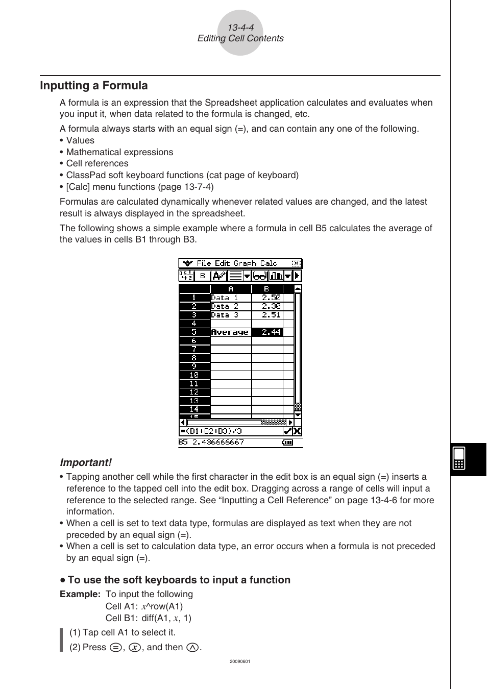 Inputting a formula -4-4, Inputting a formula | Casio CLASSPAD 330 3.04 User Manual | Page 722 / 954